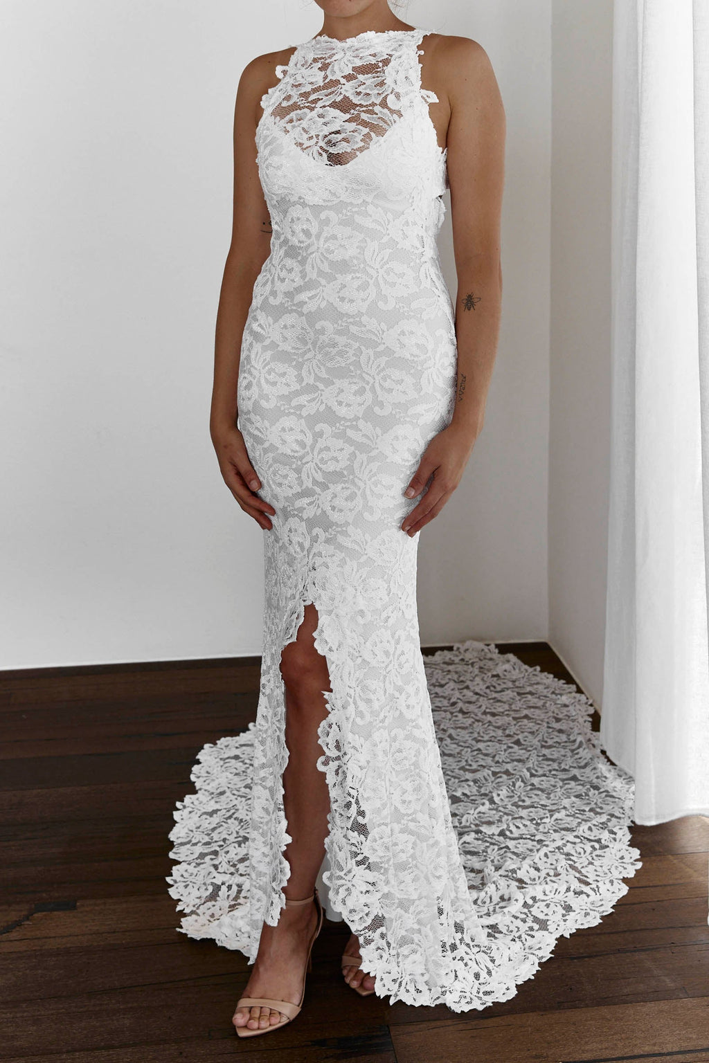 Alexandra White lace and white lining