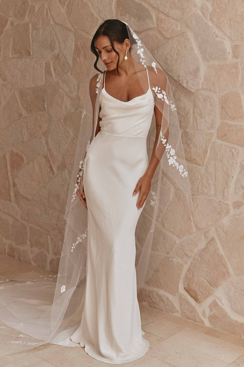 Honey Silk Open Back Wedding Dress