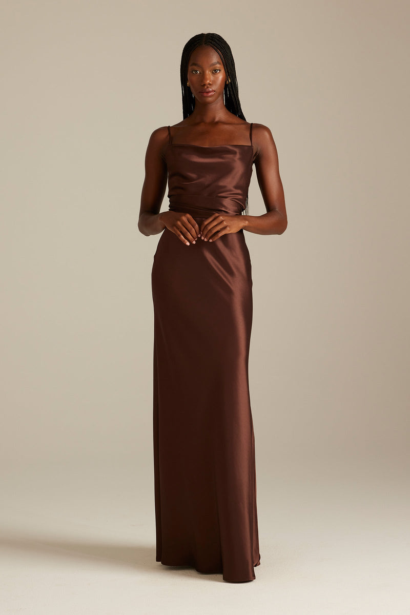Satin Bridesmaid Dress Prom Dress Brown XL Cameron Espresso by Grace Loves Lace Satin Bridesmaid Dress Prom Dress Brown XL Cameron Espresso by Grace Loves Lace