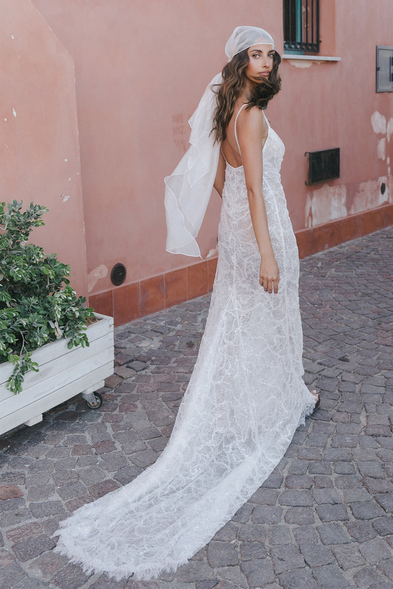 blue bandana wedding dress Alessandria By Anne Barge
