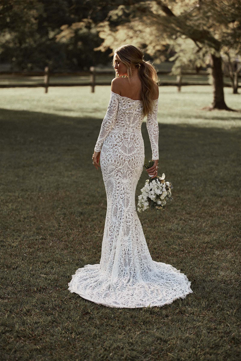 Nathalia Lace Off the Shoulder Wedding Dress – Grace Loves Lace US