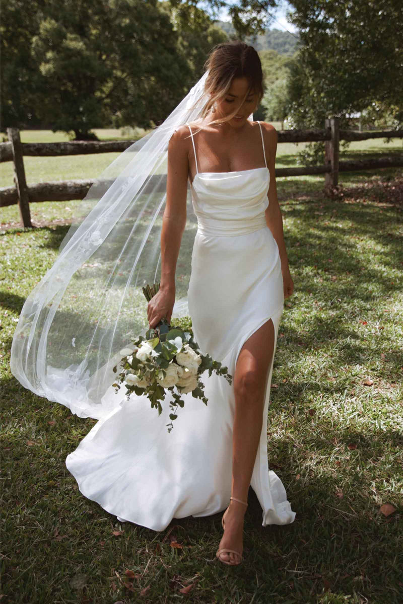 Valentina Satin Spaghetti Strap Wedding Dress