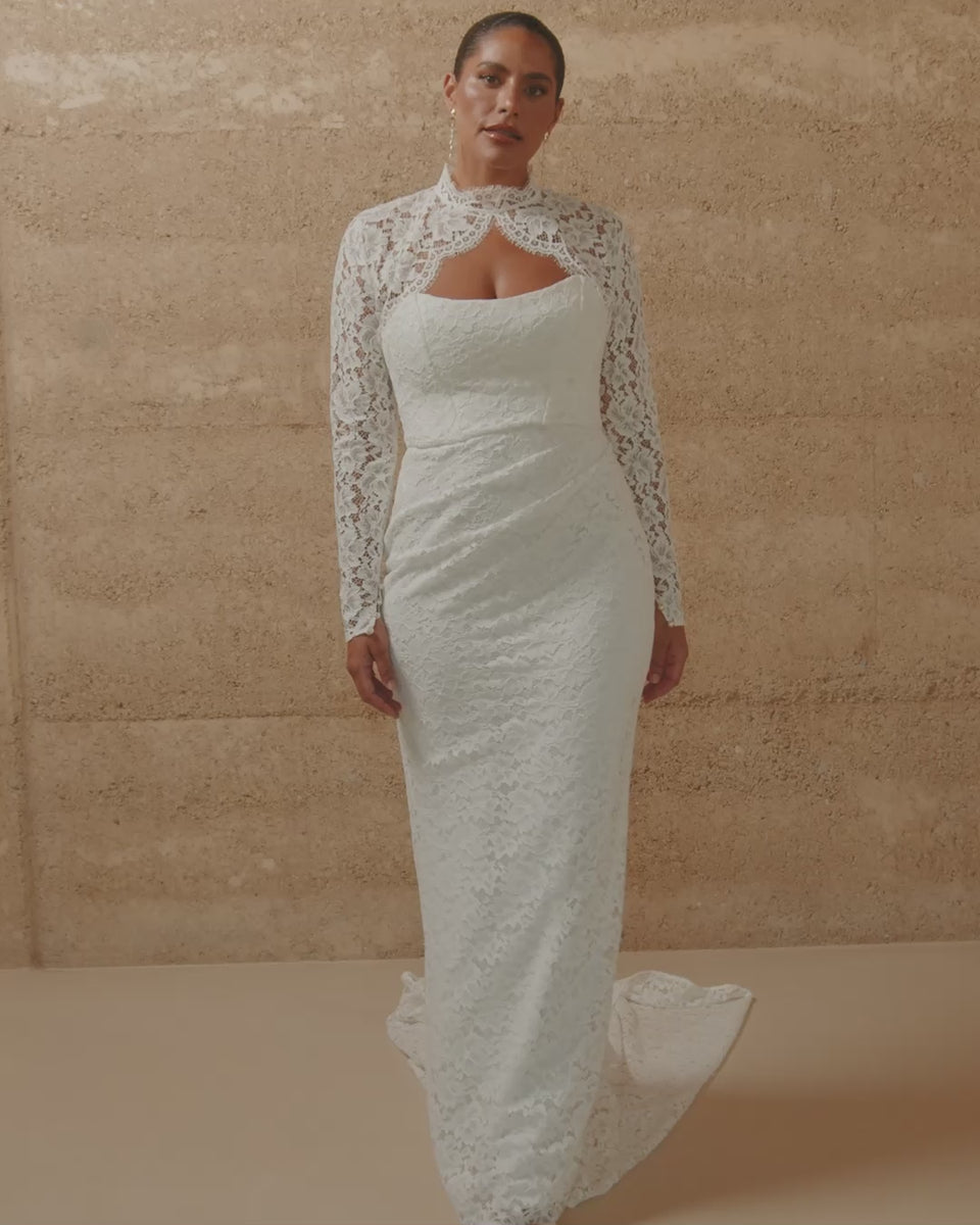 lace wedding dress with swarovski crystals DreamDress By PMN Mermaid Wedding Dress Gown Strapless Floral Swarovski Crystals Embellishment Cathedral Train main image 1