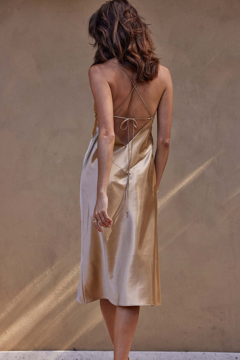 Grace Loves Lace Silky Satin Midi Gold Grace Loves Lace Silky Satin Midi Gold