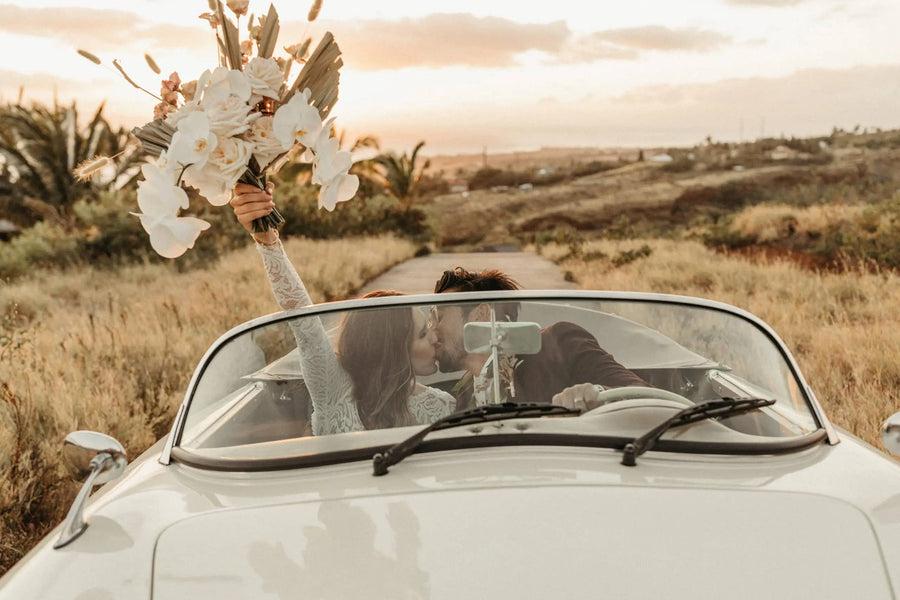 Evan & Anissa in the Orla  & Pearly Long Veil