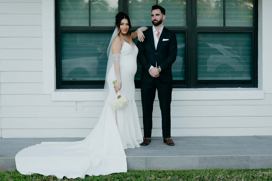 Eric & Jo in the Clo Crepe Gown