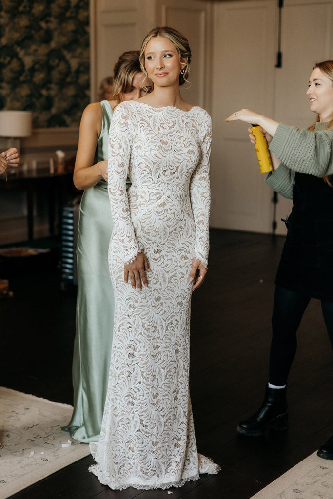 Orla| Lace Wedding Dress L / Ivory / Chai