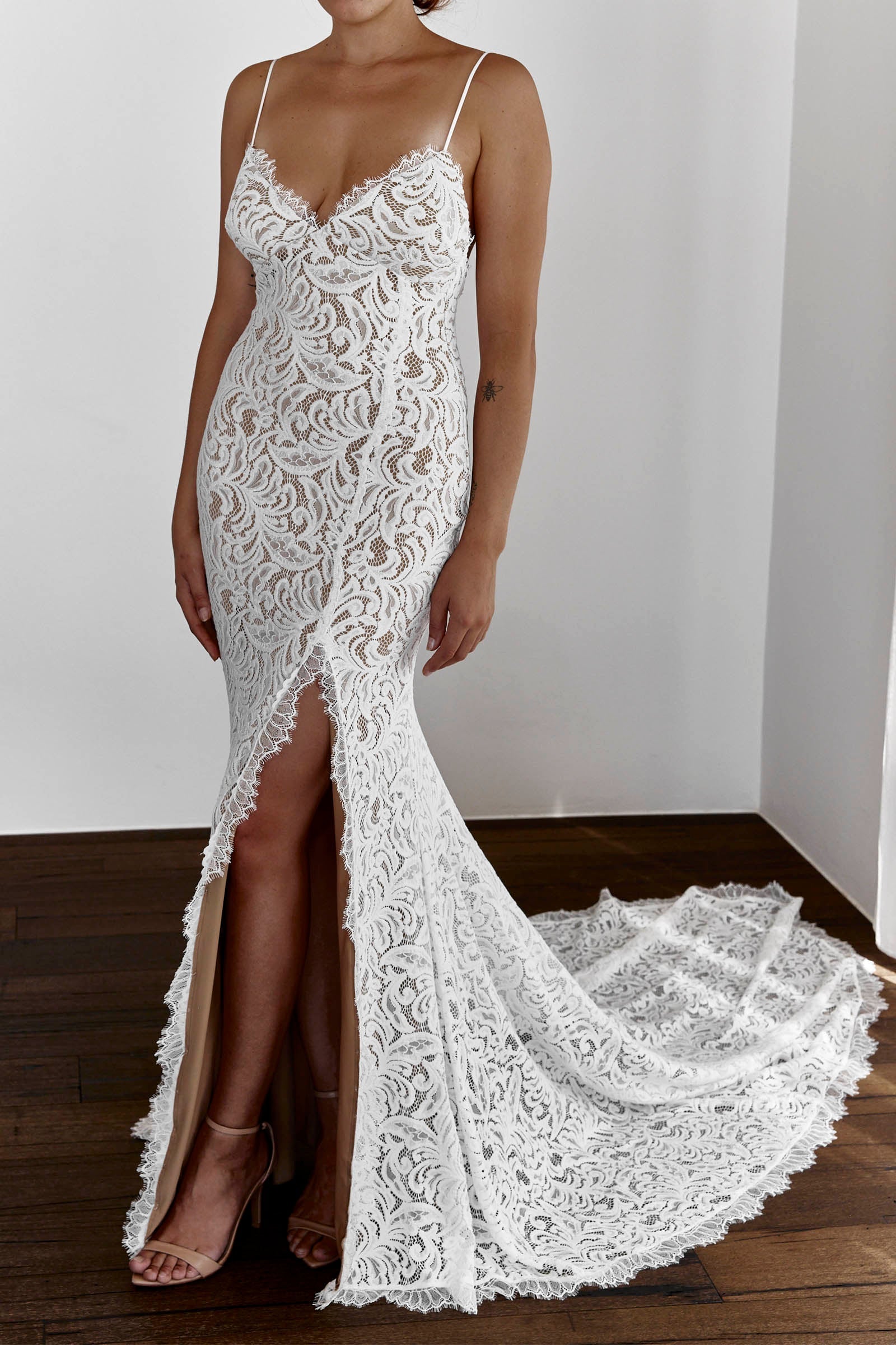 Grace Loves Lace Olive Gown with Chai Colored Lining Wedding Dress