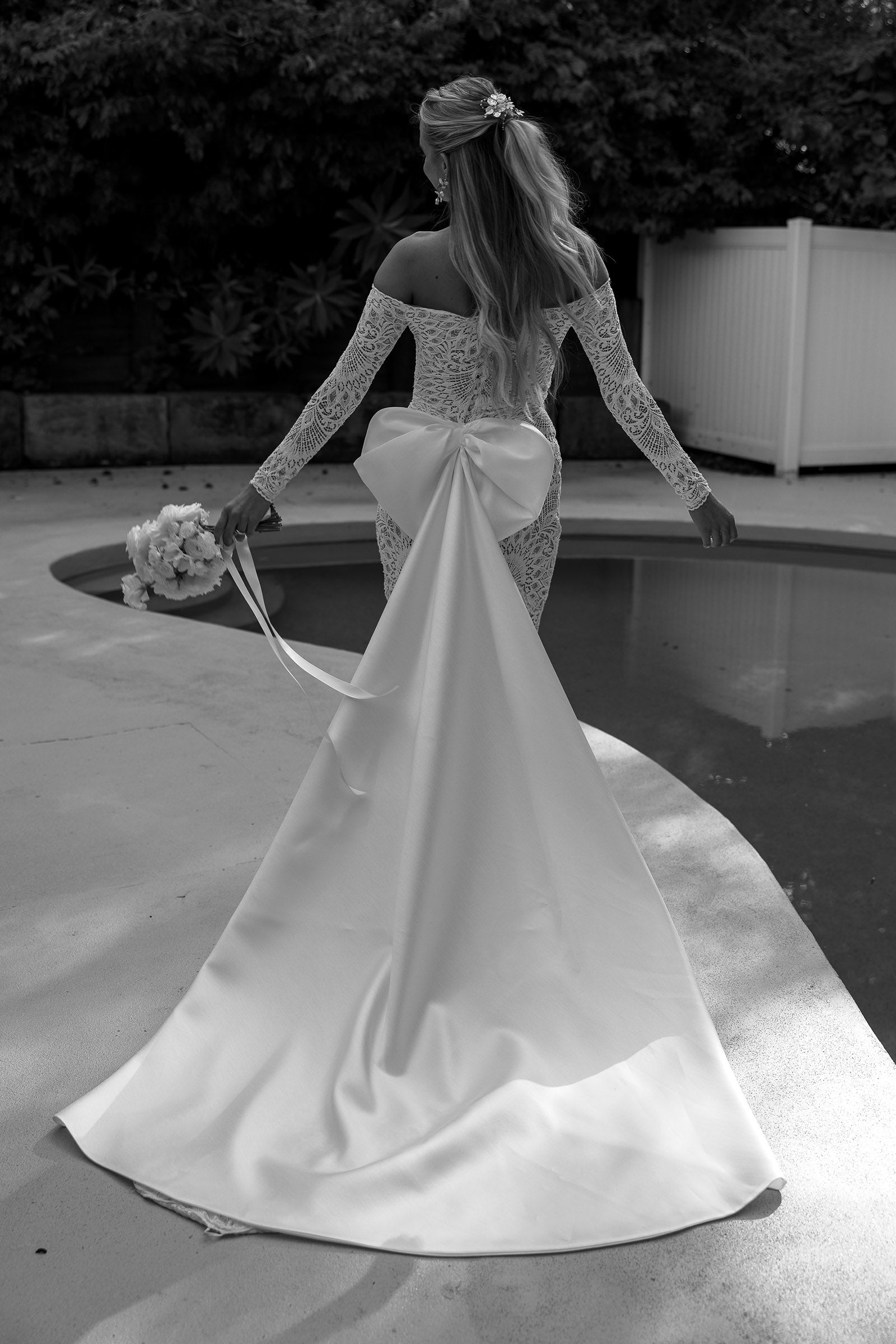 Bridal Bow Wedding Dress Bow Ivory Satin One Size Ava Detachable Bow by Grace Loves Lace