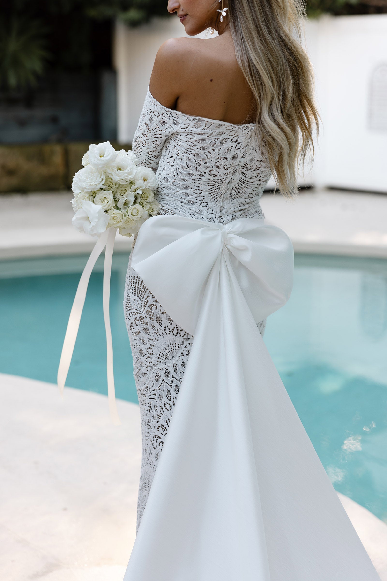 Bridal Bow Wedding Dress Bow Ivory Satin One Size Ava Detachable Bow by Grace Loves Lace