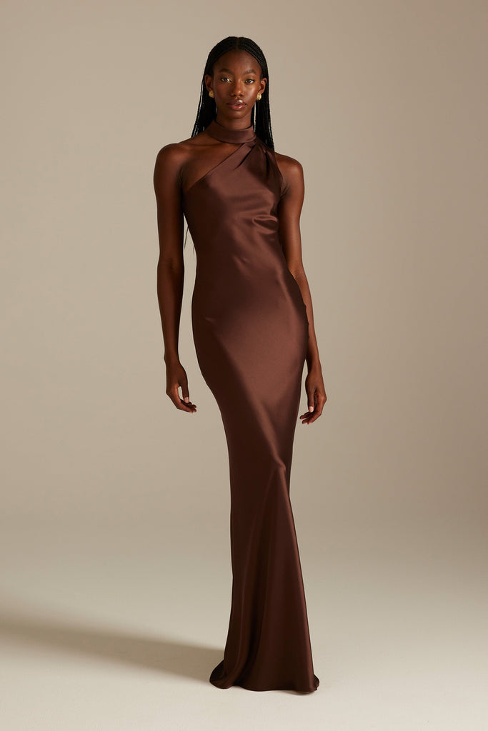 Satin Bridesmaid Dress Prom Dress Brown XXXL Billie Espresso by Grace Loves Lace