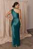 Teal one shoulder bridesmaid dress_XS_