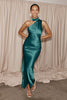 Teal one shoulder bridesmaid dress_XS_
