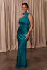 Teal one shoulder bridesmaid dress_L_