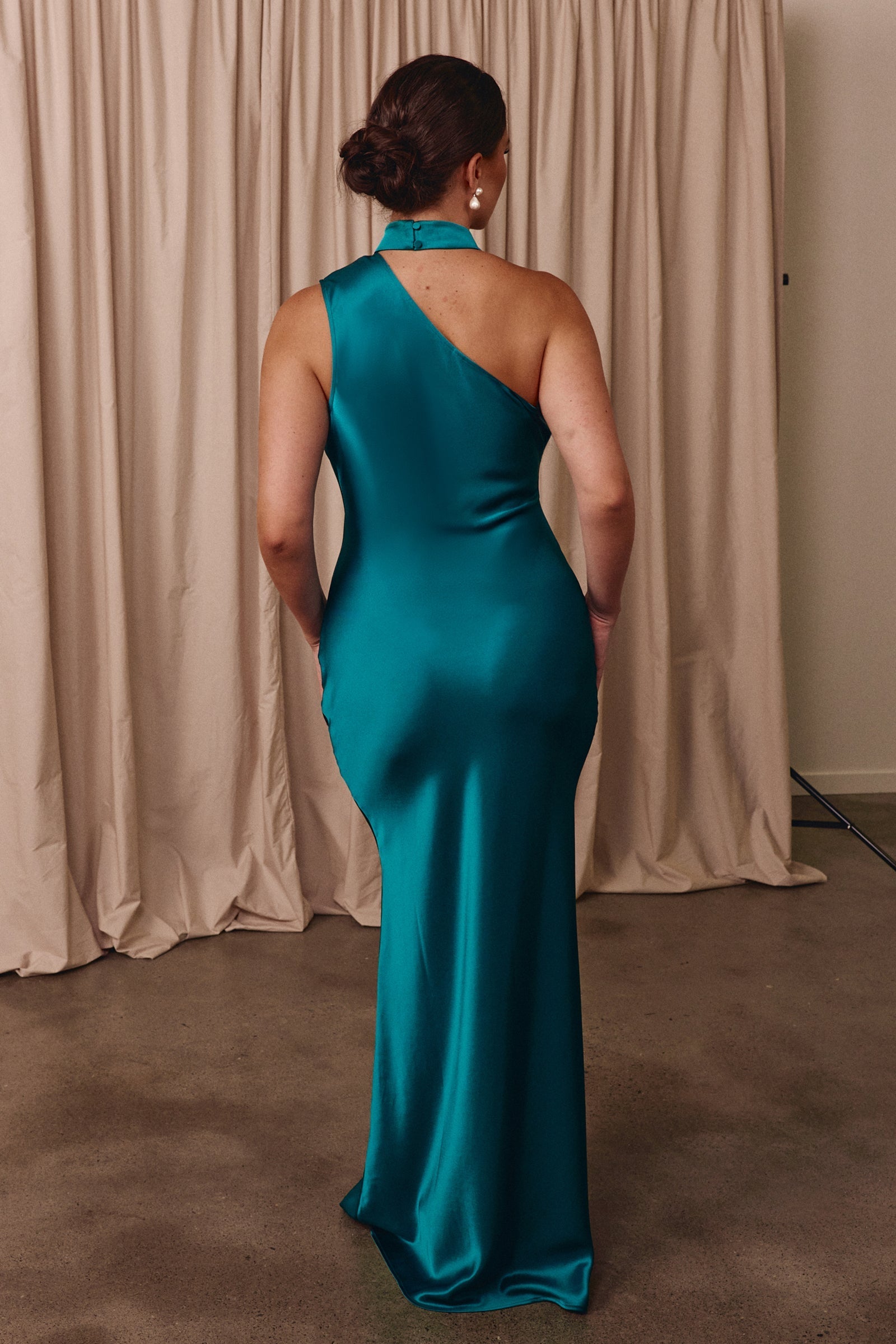 teal silk dress Satin Bridesmaid Dress Prom Dress Light Blue XS Billie Teal by Grace Loves Lace