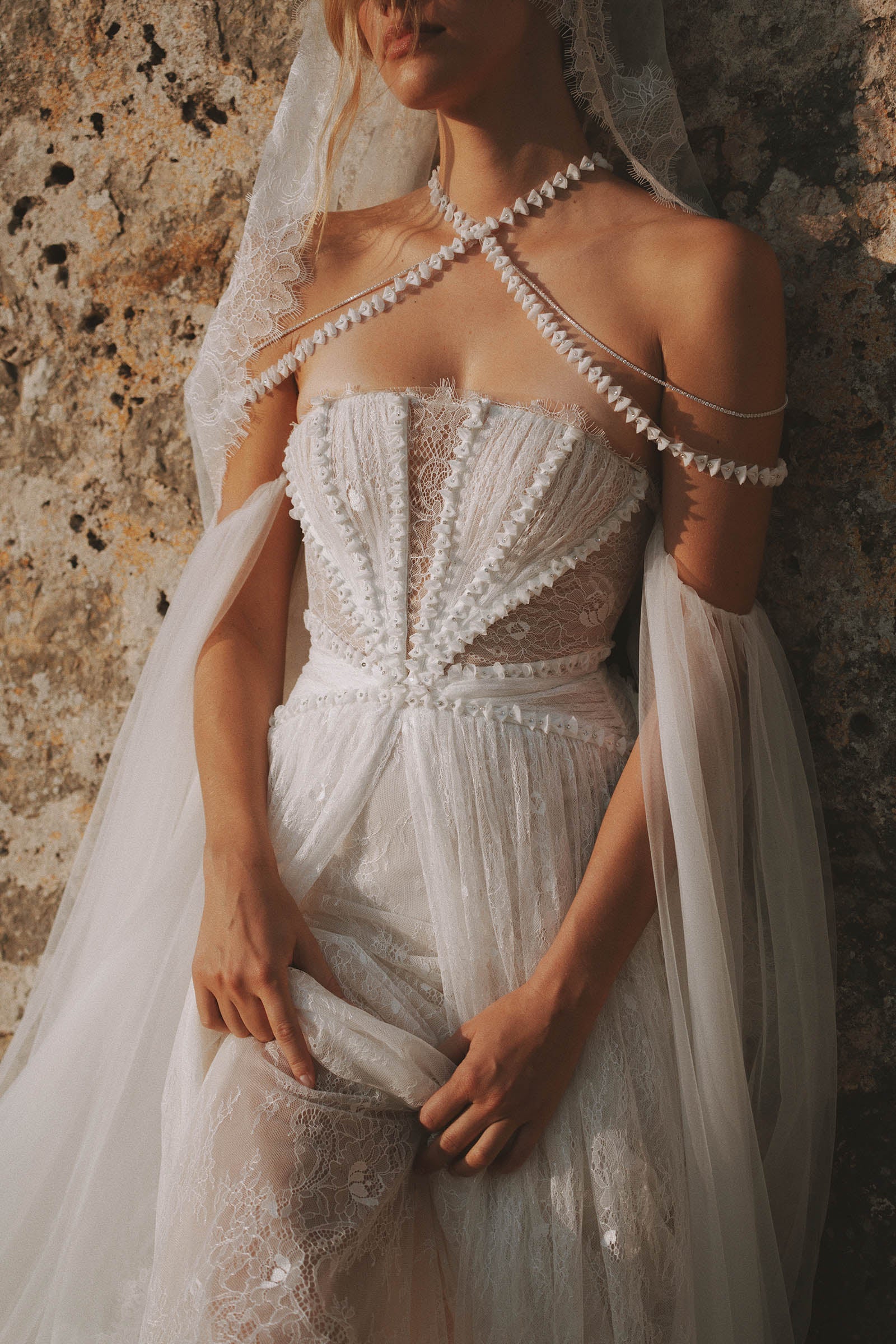 Bohemian A-Line Strapless Lace Wedding Dress Boho Ivory XXL Brunella by Grace Loves Lace