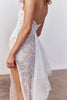 White lace wedding dress with a high split_XS_