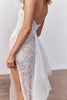 White lace wedding dress with a high split_XS_