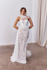 Lace Bridal Neckpiece paired with strapless wedding dress