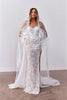 Embroidered Floral Wedding Veil with strapless wedding dress