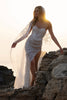 Embroidered Floral Wedding Veil with strapless wedding dress