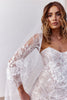 Embroidered Floral Wedding Veil with strapless wedding dress