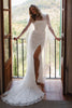 Long Sleeve Lace Bodysuit with veil and wedding dress_XS_