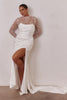 Long Sleeve Lace Bodysuit paired with corset wedding dress_L_