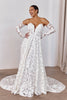 Woman wearing a lace wedding dress with long sleeves_L_