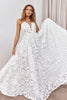 Woman wearing a floral lace wedding dress_XS_