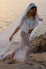 Beaded Sparkly Wedding Shawl paired with lace edge wedding veil and sheer lace skirt
