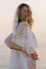 Beaded Sparkly Wedding Shawl paired with lace edge wedding veil and sheer lace skirt