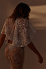 Beaded Sparkly Wedding Shawl paired with sheer lace skirt