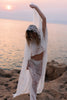 Beaded Sparkly Wedding Shawl paired with lace edge wedding veil and sheer lace skirt