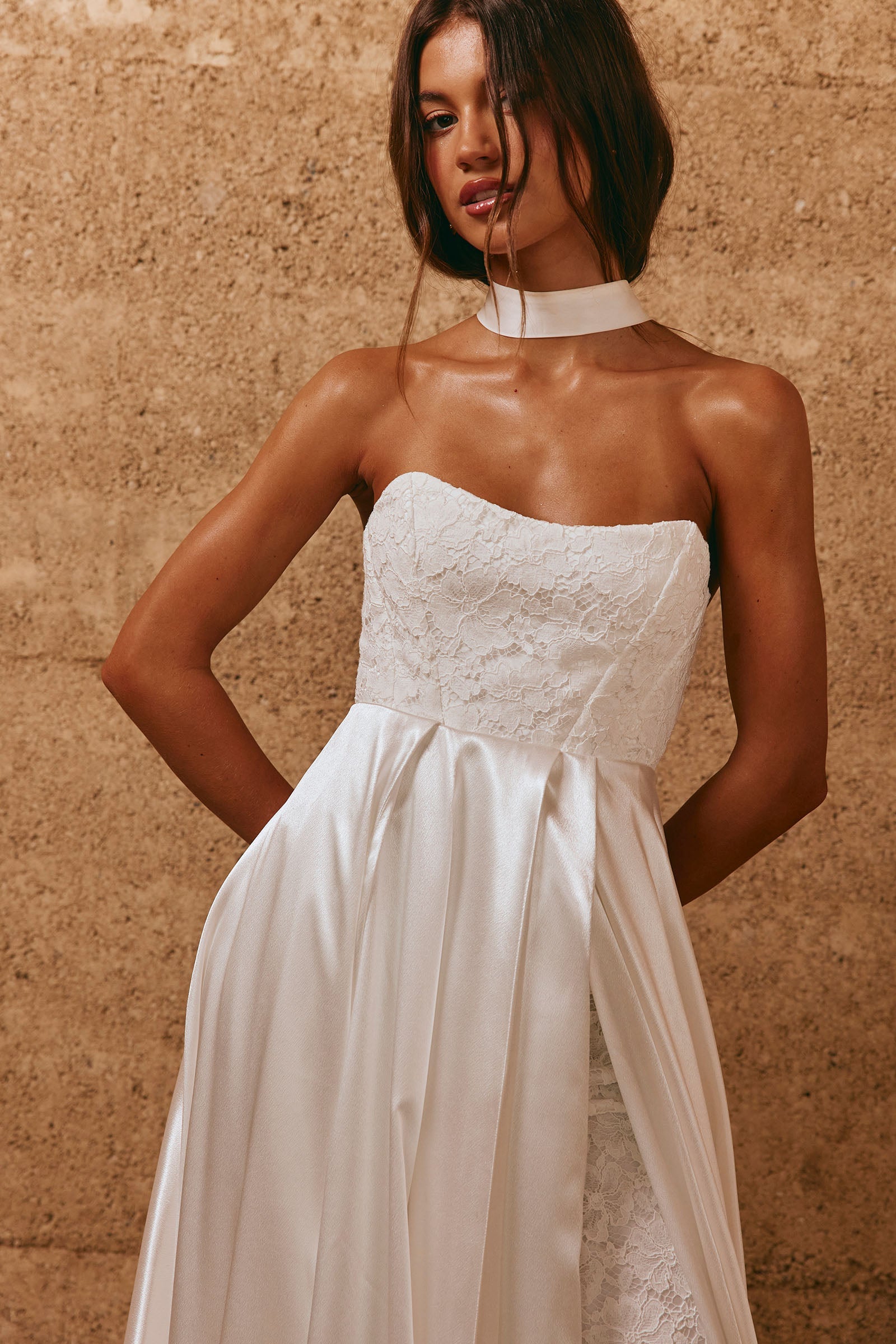 Lara Bridal Pearl Satin Necktie – Grace Loves Lace US