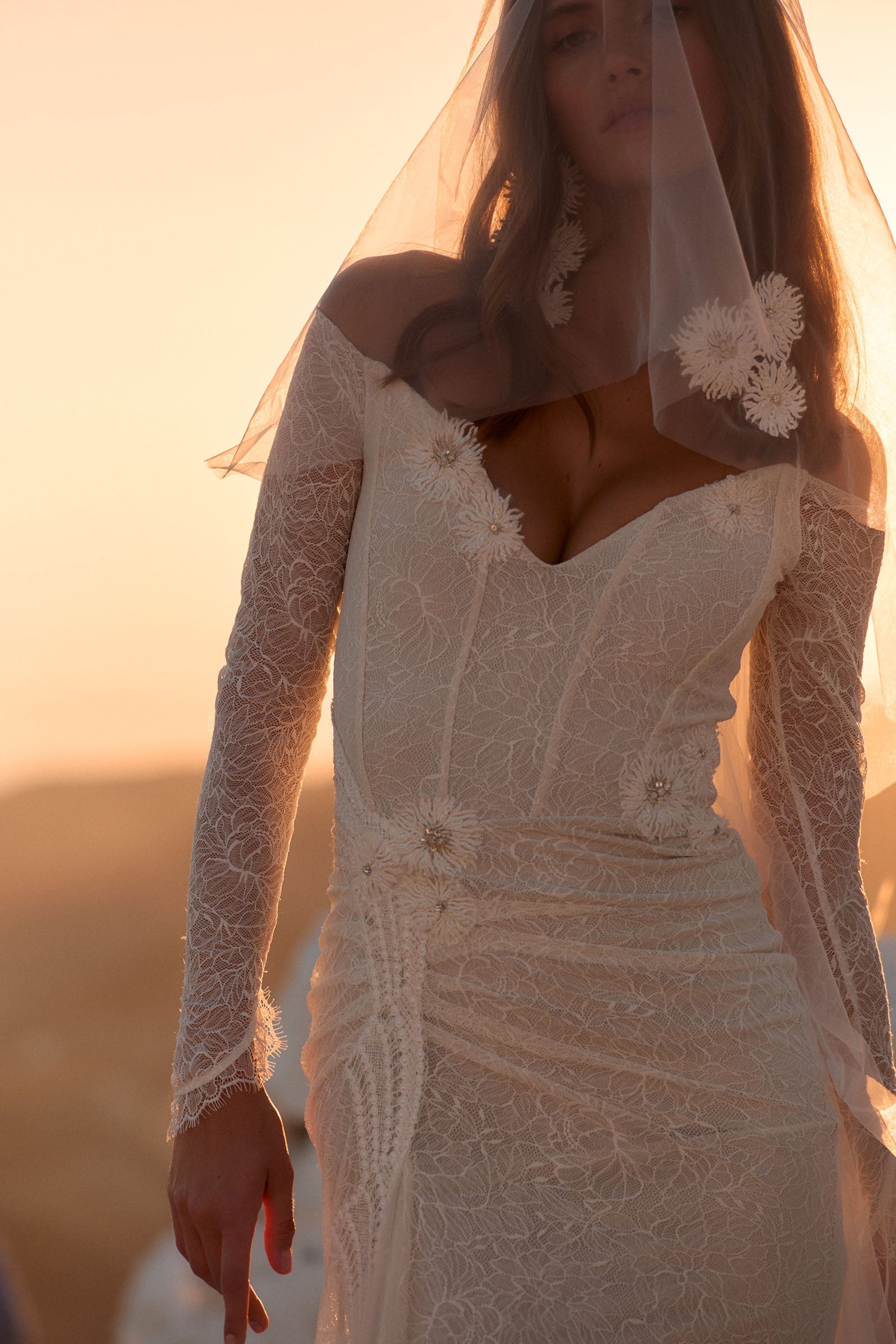 Long Sleeve Lace Wedding Dress Off the Shoulder Fit & Flare Mermaid Ivory M Gigi by Grace Loves Lace Long Sleeve Lace Wedding Dress Off the Shoulder Fit & Flare Mermaid Ivory M Gigi by Grace Loves Lace