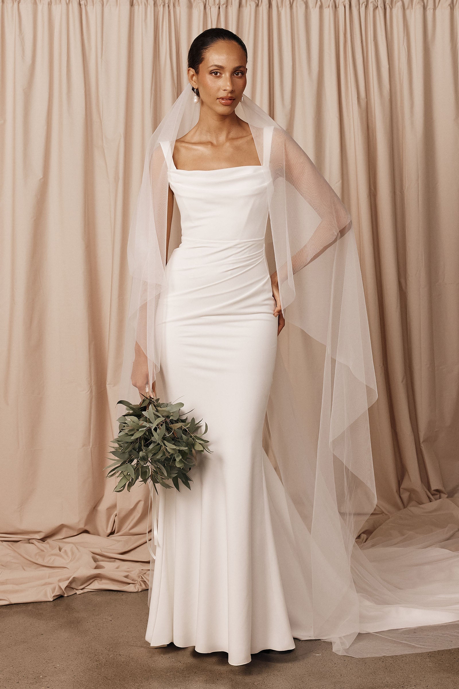 Corset White Crepe Wedding Dress Fit & Flare Mermaid Boning Made to Order XL James by Grace Loves Lace Corset White Crepe Wedding Dress Fit & Flare Mermaid Boning Made to Order XL James by Grace Loves Lace