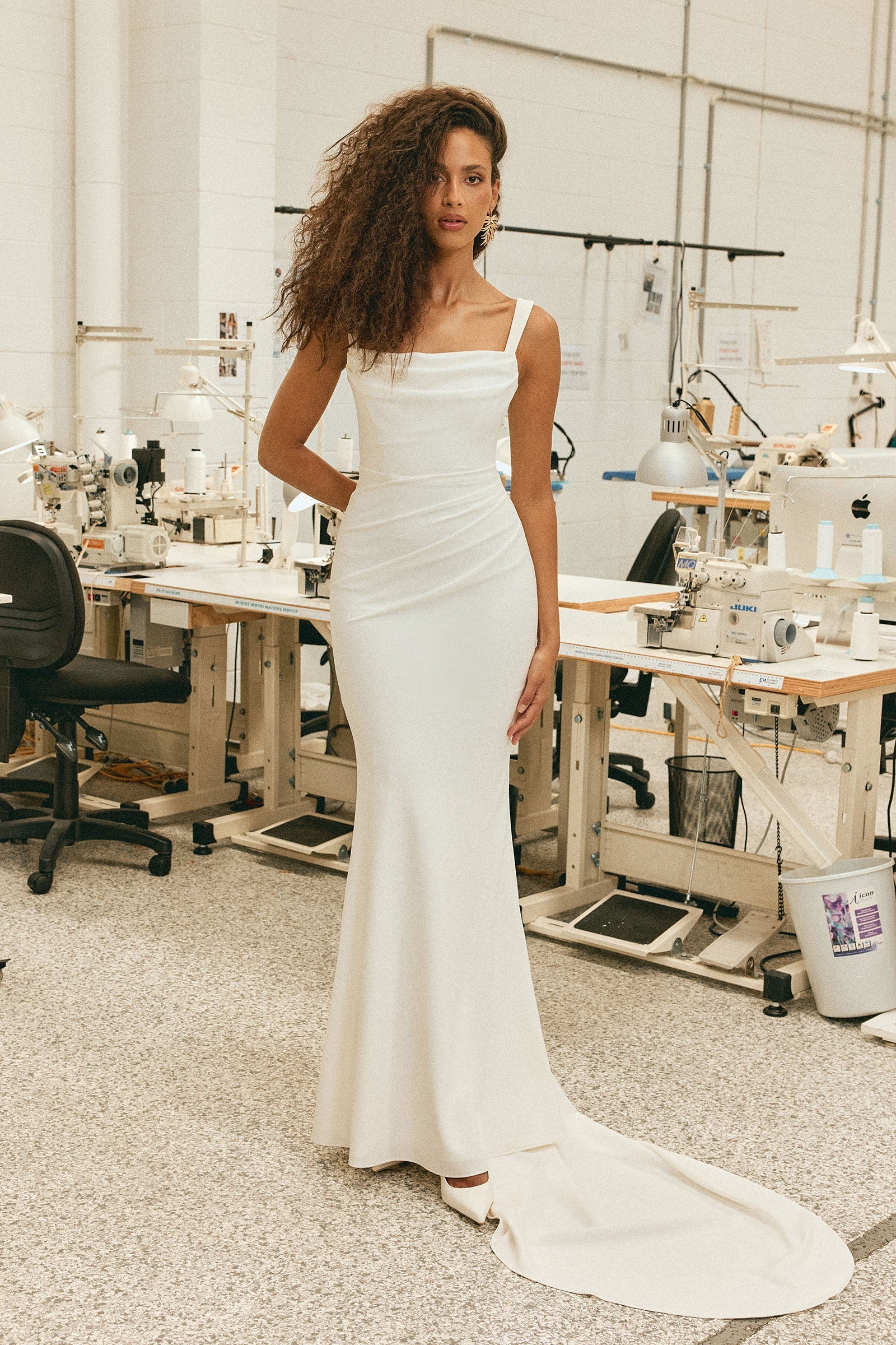 Corset White Crepe Wedding Dress Fit & Flare Mermaid Boning Made to Order XL James by Grace Loves Lace Corset White Crepe Wedding Dress Fit & Flare Mermaid Boning Made to Order XL James by Grace Loves Lace