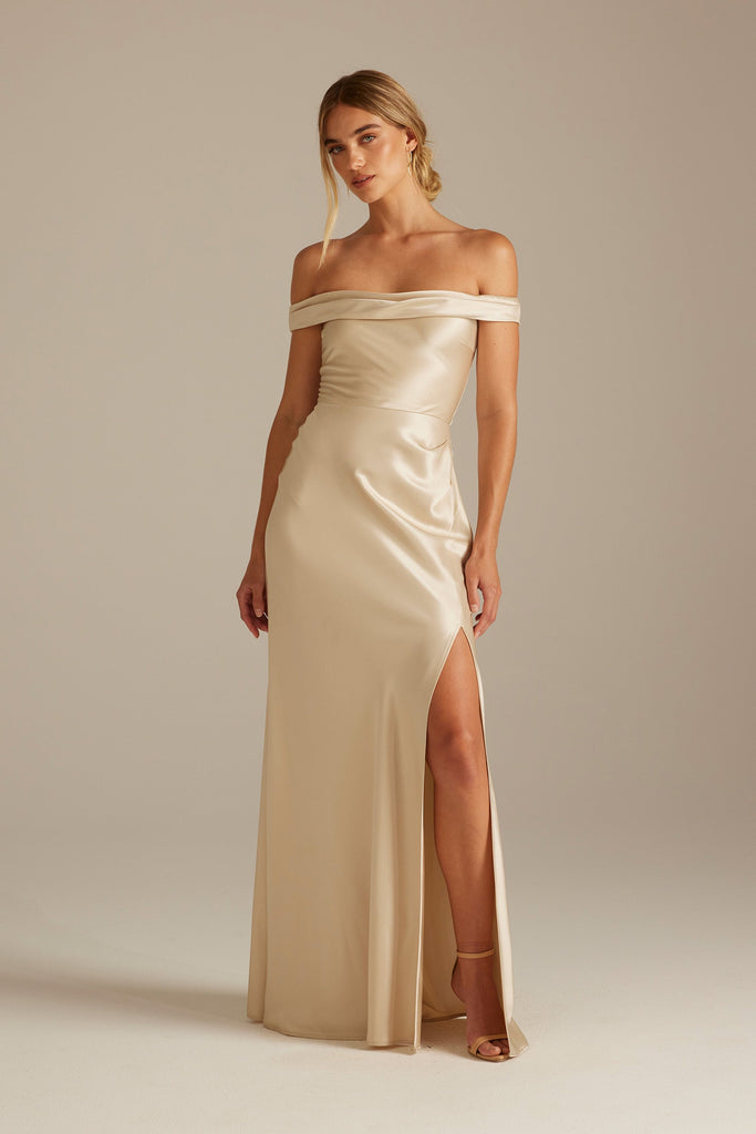 Satin Bridesmaid Dress Prom Dress Champagne XL Kai Champagne by Grace Loves Lace