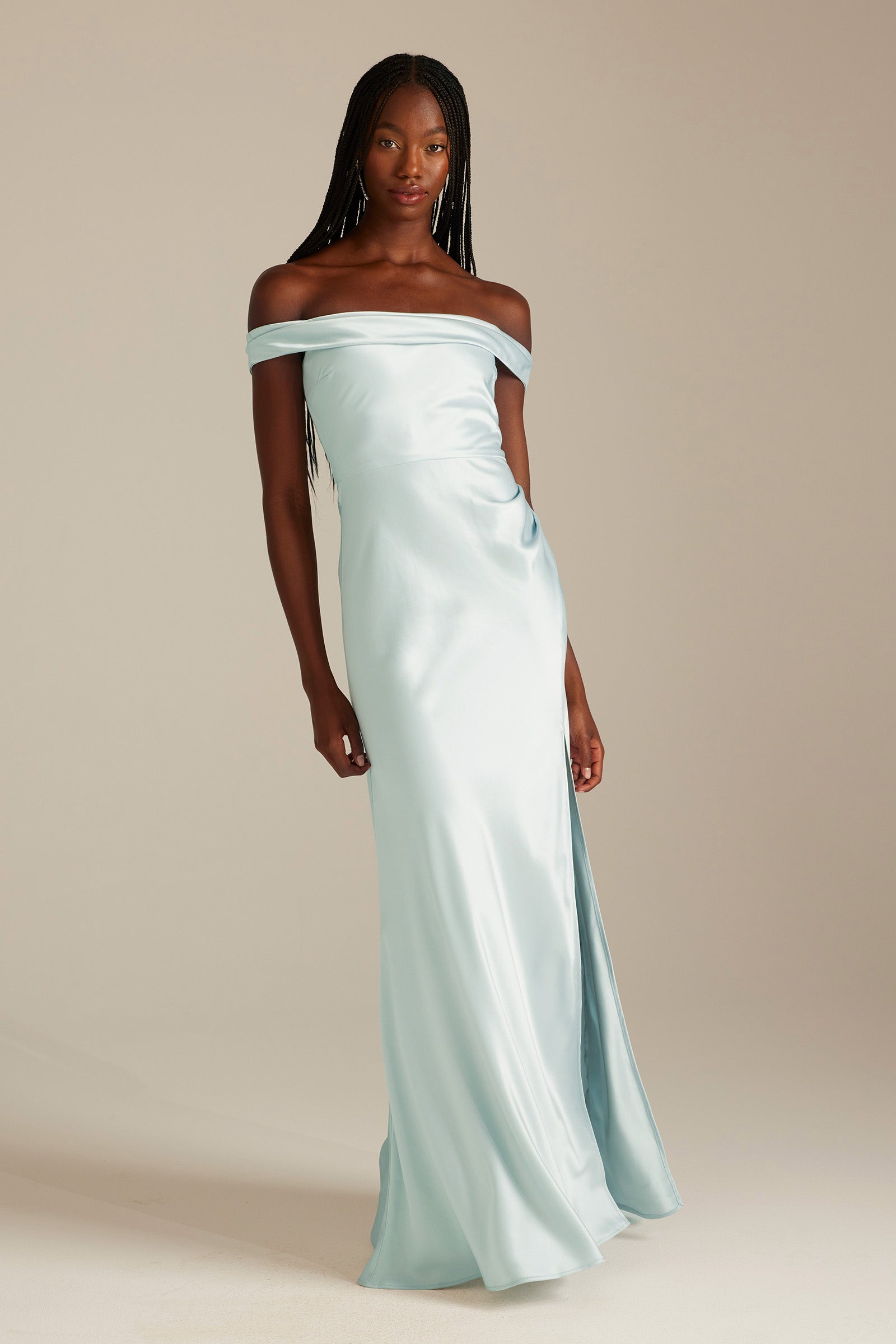 Kai Off the Shoulder Blue Bridesmaids Dress_XS_