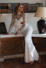 Sheer Ivory Bridal Headscarf paired with a lace wedding dress