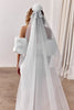 Sheer Drop Wedding Veil paired with lace wedding dress