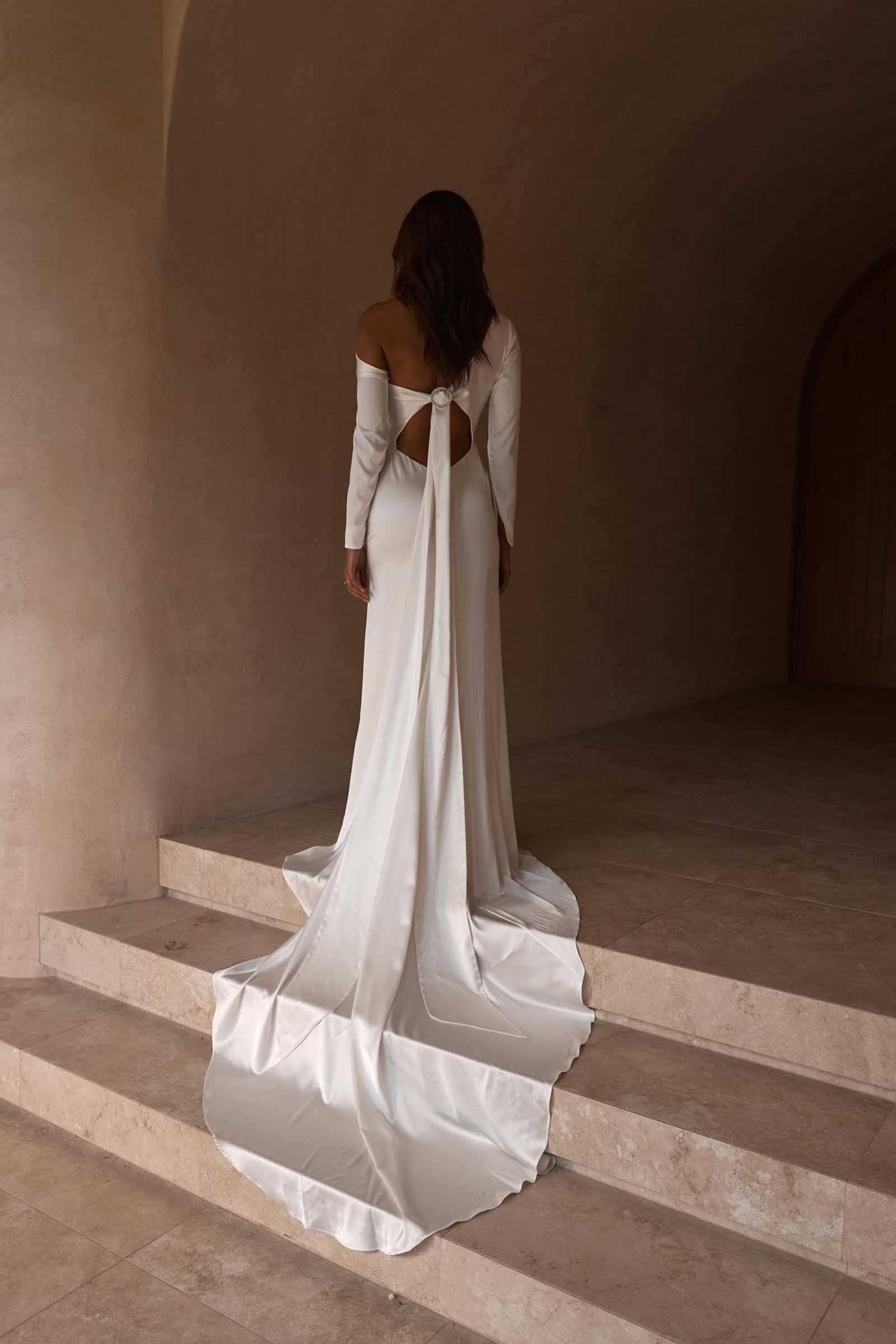 Sheer Lace Off-the-shoulder Bridal Dresses Long Sleeves – loveangeldress