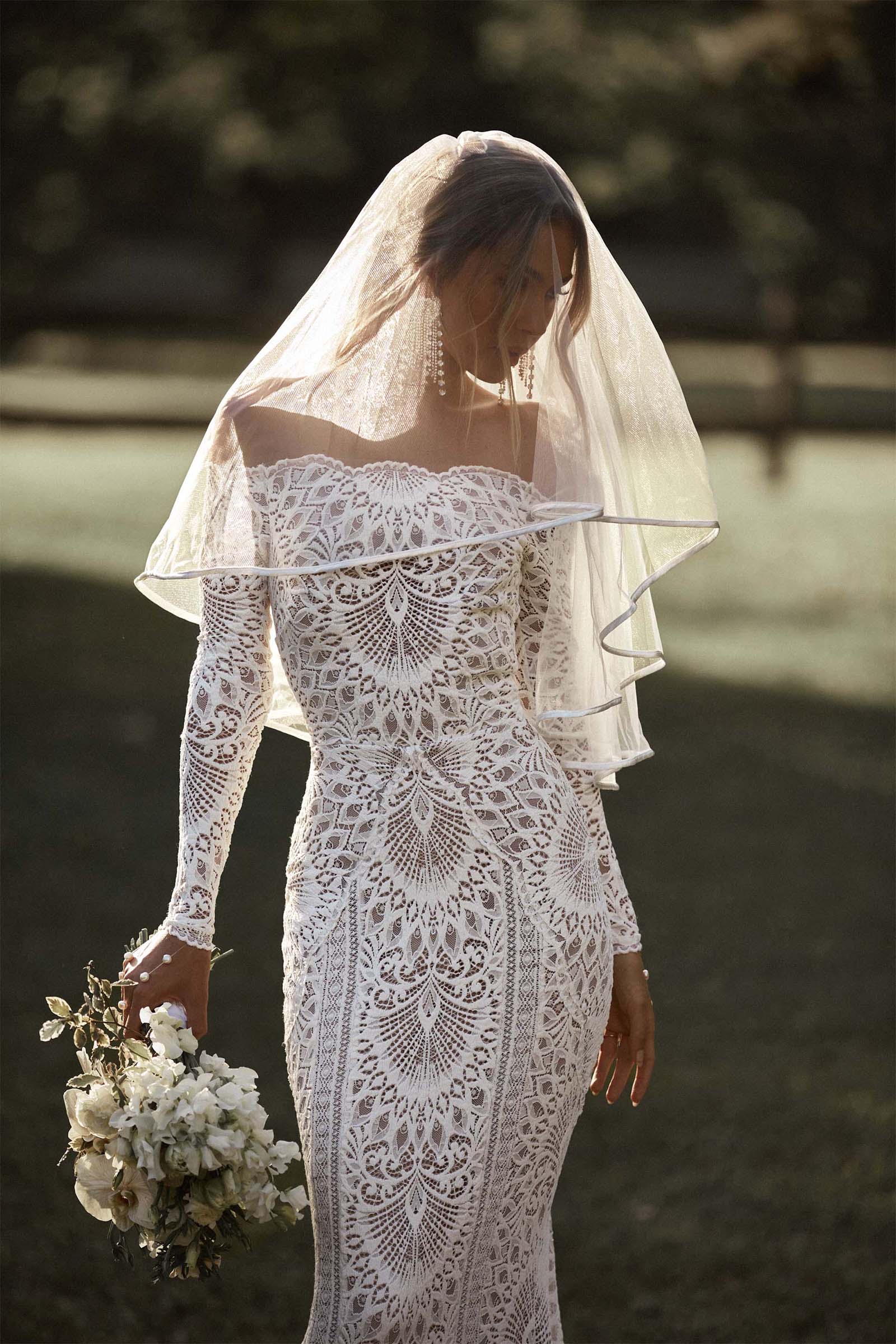Nathalia | Lace Off the Shoulder Wedding Dress S / Ivory / Ivory Nathalia | Lace Off the Shoulder Wedding Dress S / Ivory / Ivory