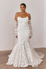 A strapless lace wedding dress with long sleeves_L_