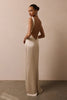 High neck champagne bridesmaids dress