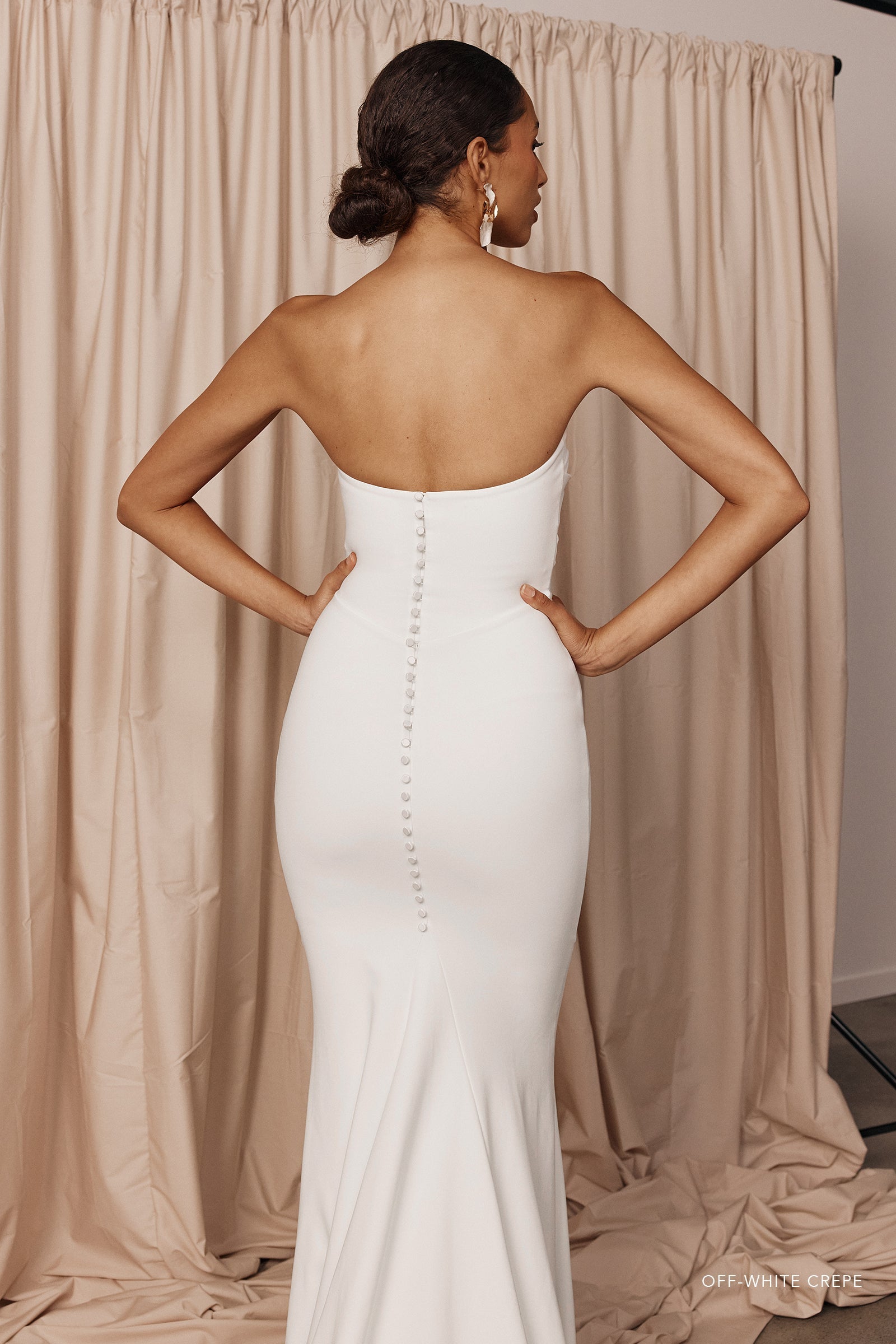 Strapless Crepe Wedding Dress Fit & Flare Mermaid White Off White Phoebe by Grace Loves Lace Strapless Crepe Wedding Dress Fit & Flare Mermaid White Off White Phoebe by Grace Loves Lace