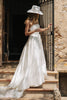 Woman in a strapless wedding dress and hat_XS_