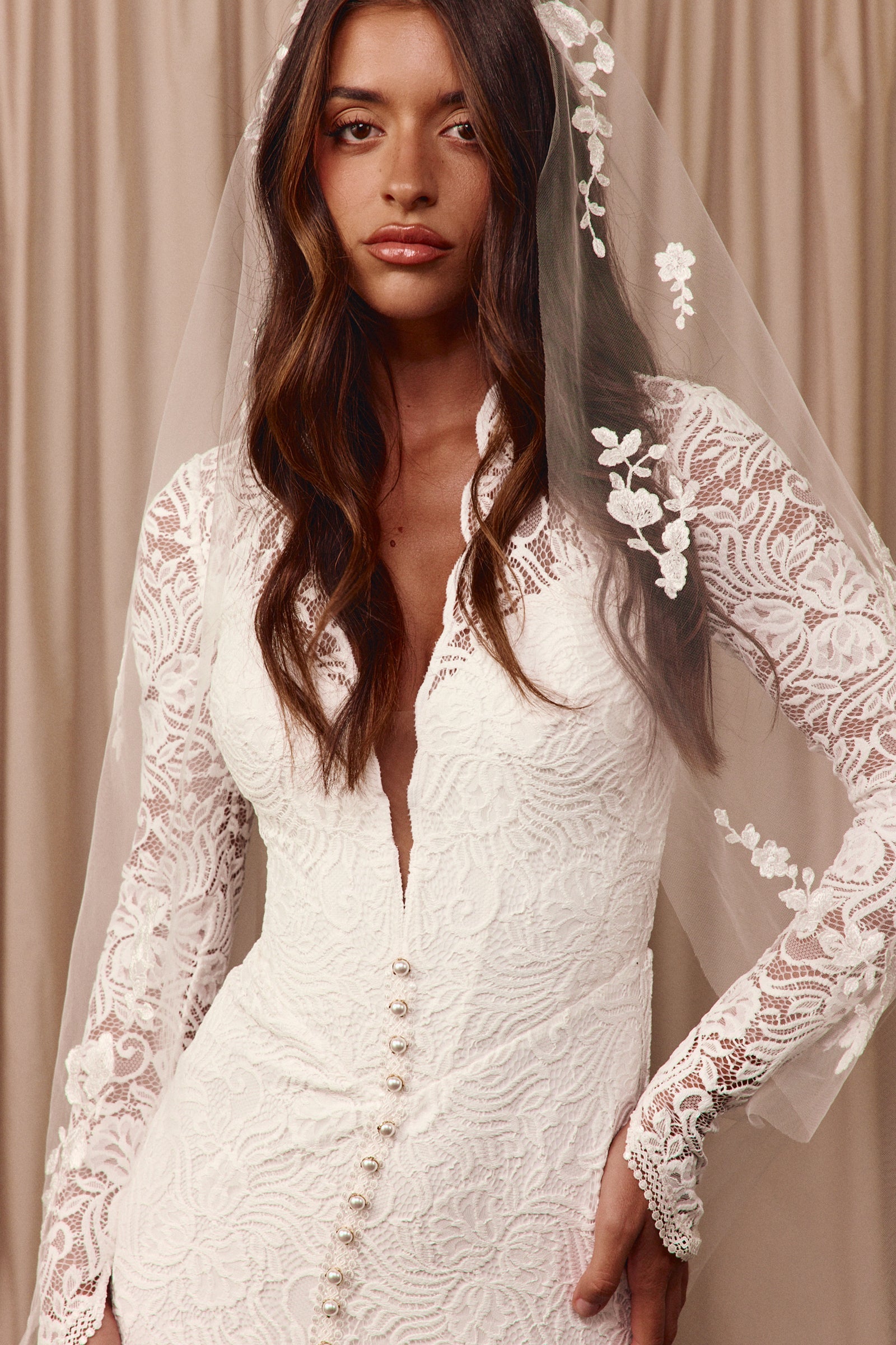 grace loves lace long sleeve wedding dress Orla| Lace Wedding Dress L / Ivory / Chai