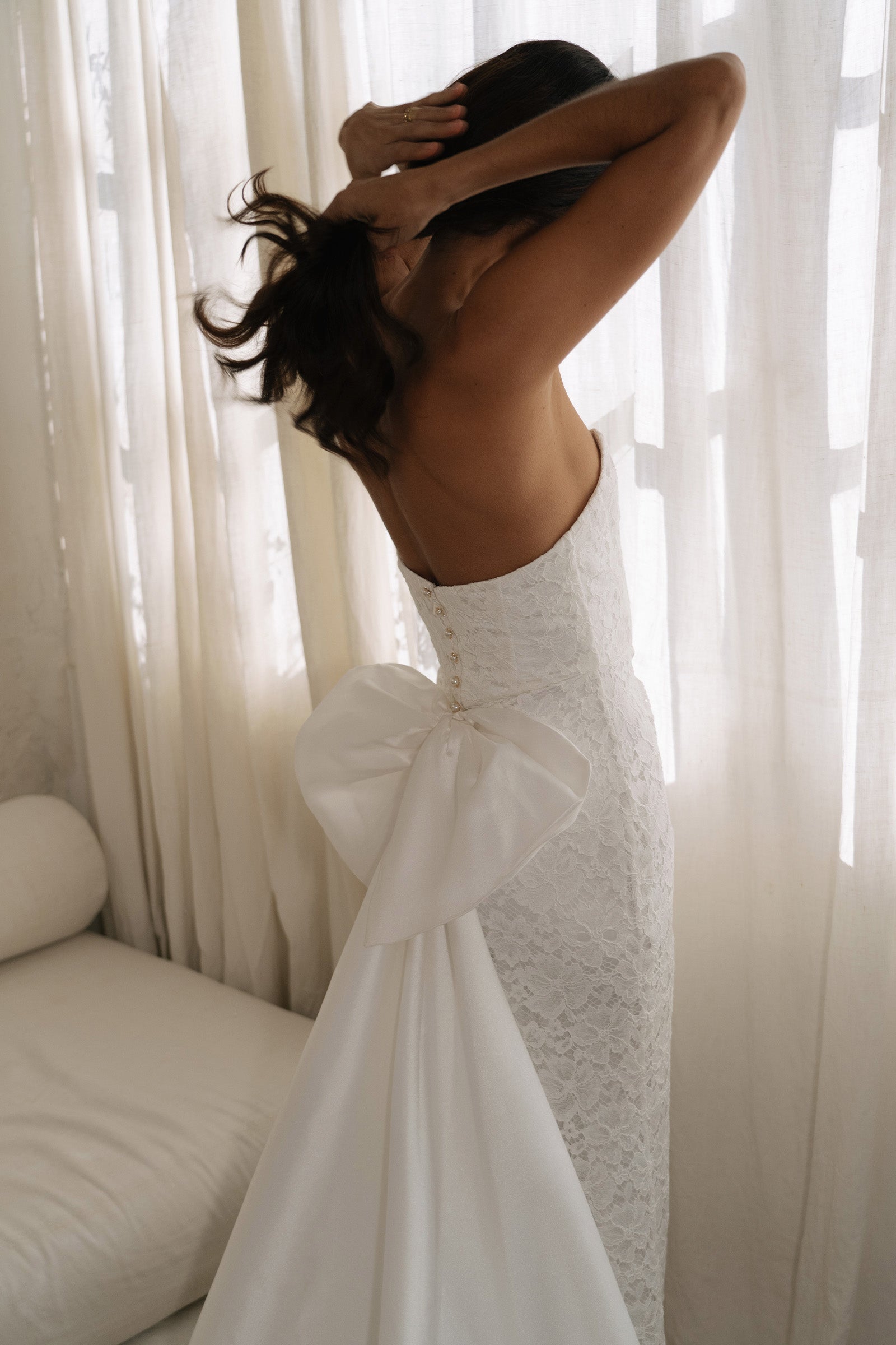 bow wedding dress back Bridal Bow Wedding Dress Bow Ivory Satin One Size Ava Detachable Bow by Grace Loves Lace